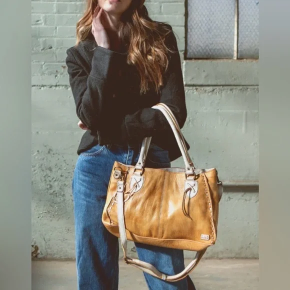 Bed Stu Rockababy Leather Cashew Rustic Nectar Lux Satchel Bag - Picture 3 of 16